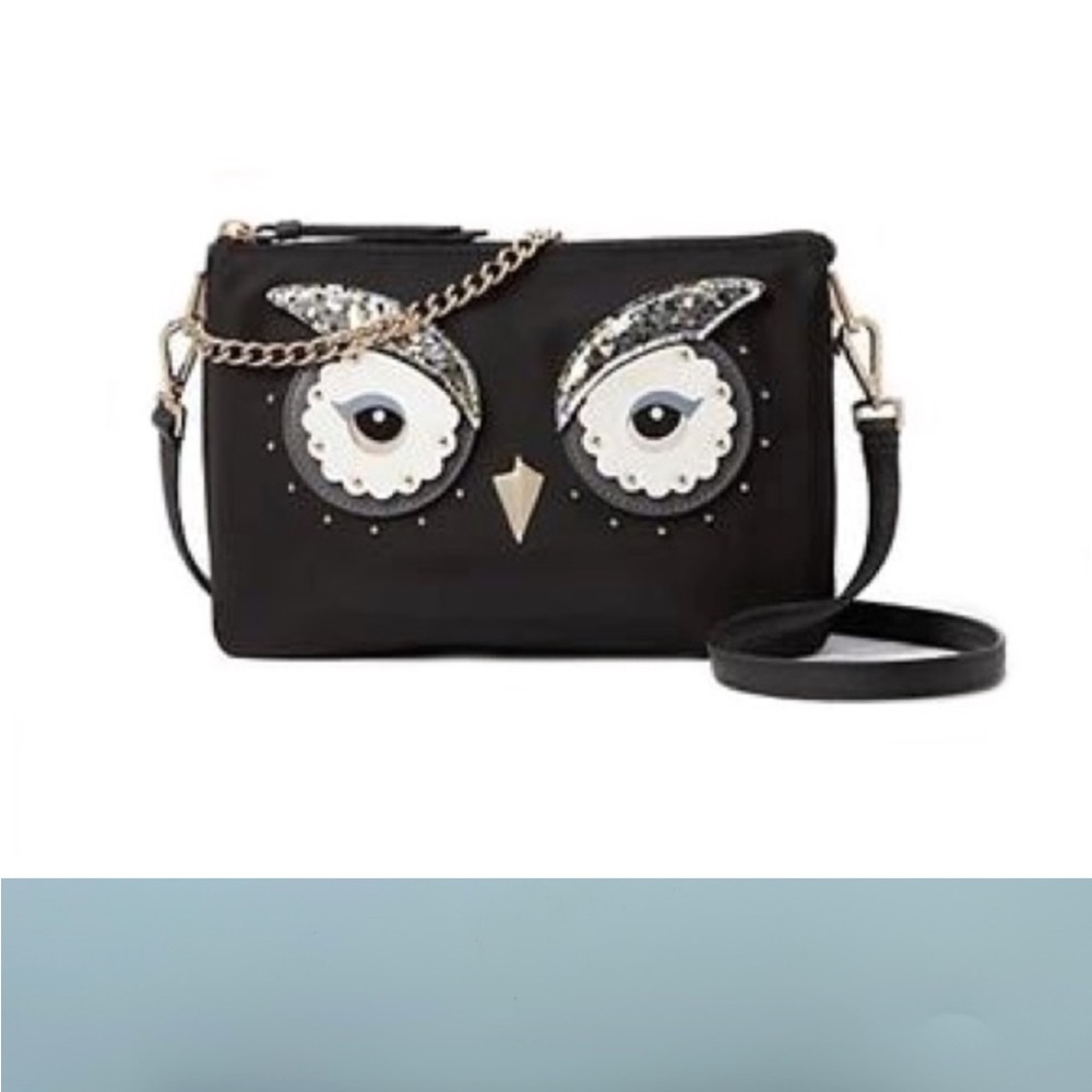 KATE SPADE ♠️ Black Marcy Owl 🦉 Novelty Collectors Crossbody Bag / Clutch EUC ♠️